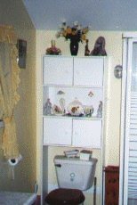 renovated bathroom with angled ceilings